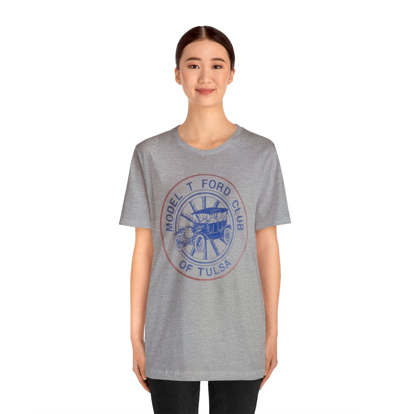 Model T Ford Club of Tulsa (Distressed effect for vintage look.) Unisex Jersey Short Sleeve Tee