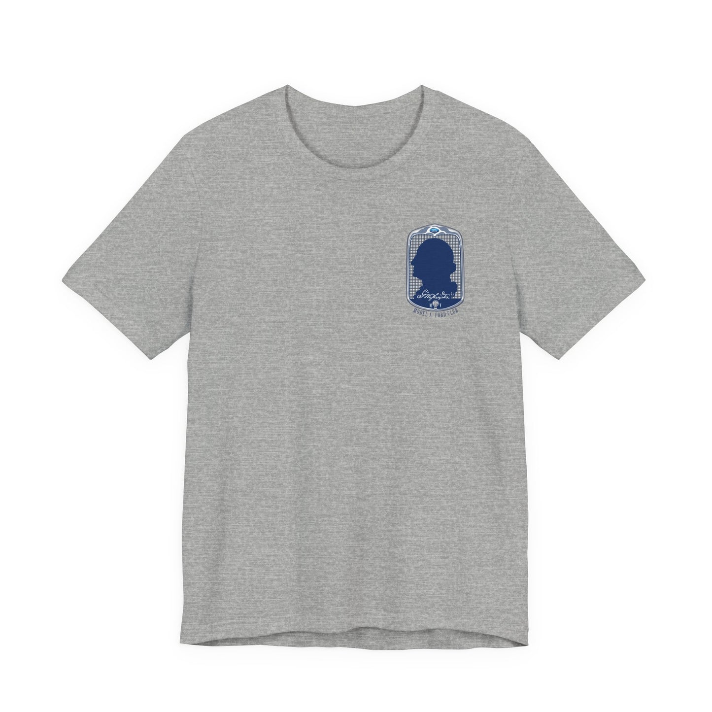 George Washington Model A Ford Club (front and back blue logo) Unisex Jersey Short Sleeve Tee
