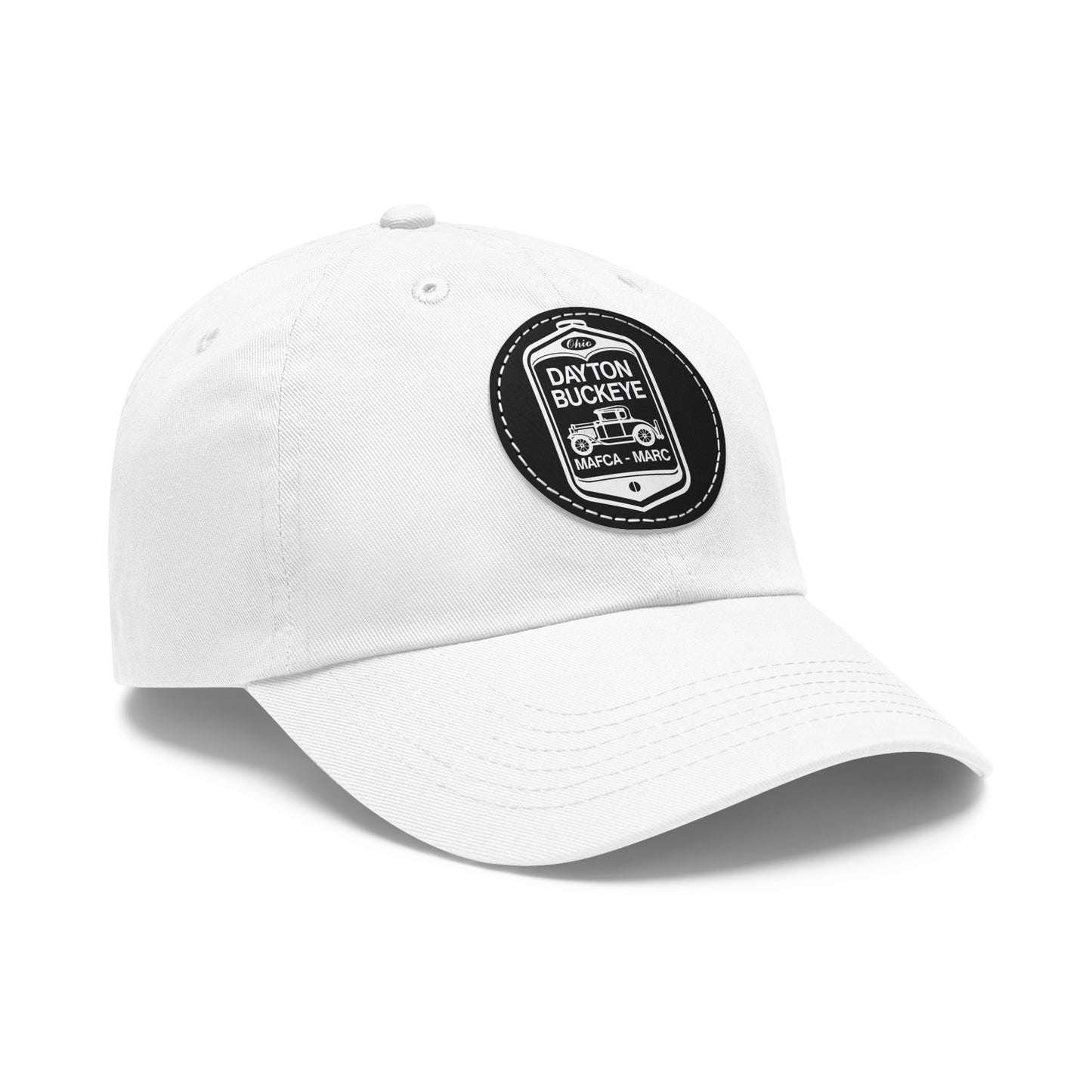 Dayton Buckeye Dad Hat with Leather Patch (Round)