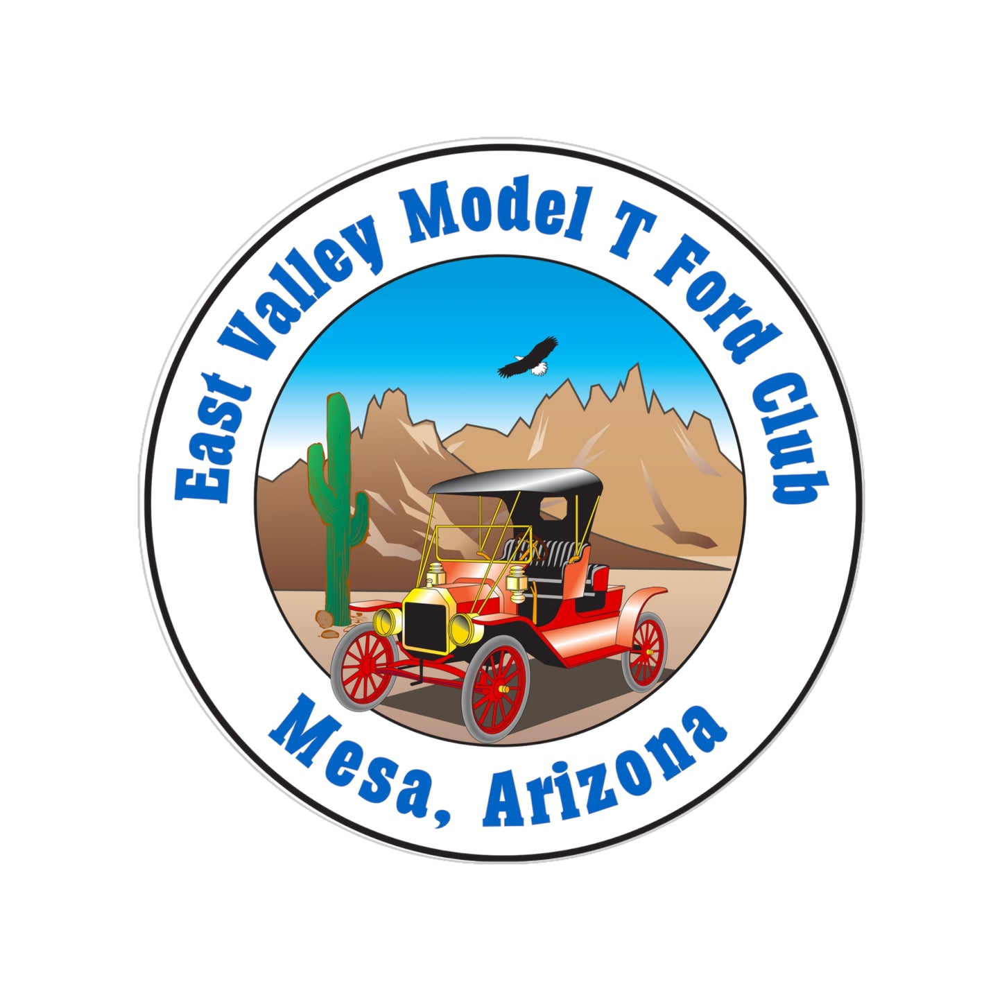 East Valley Model T Ford Club Transparent Outdoor Stickers, Round, 1pcs