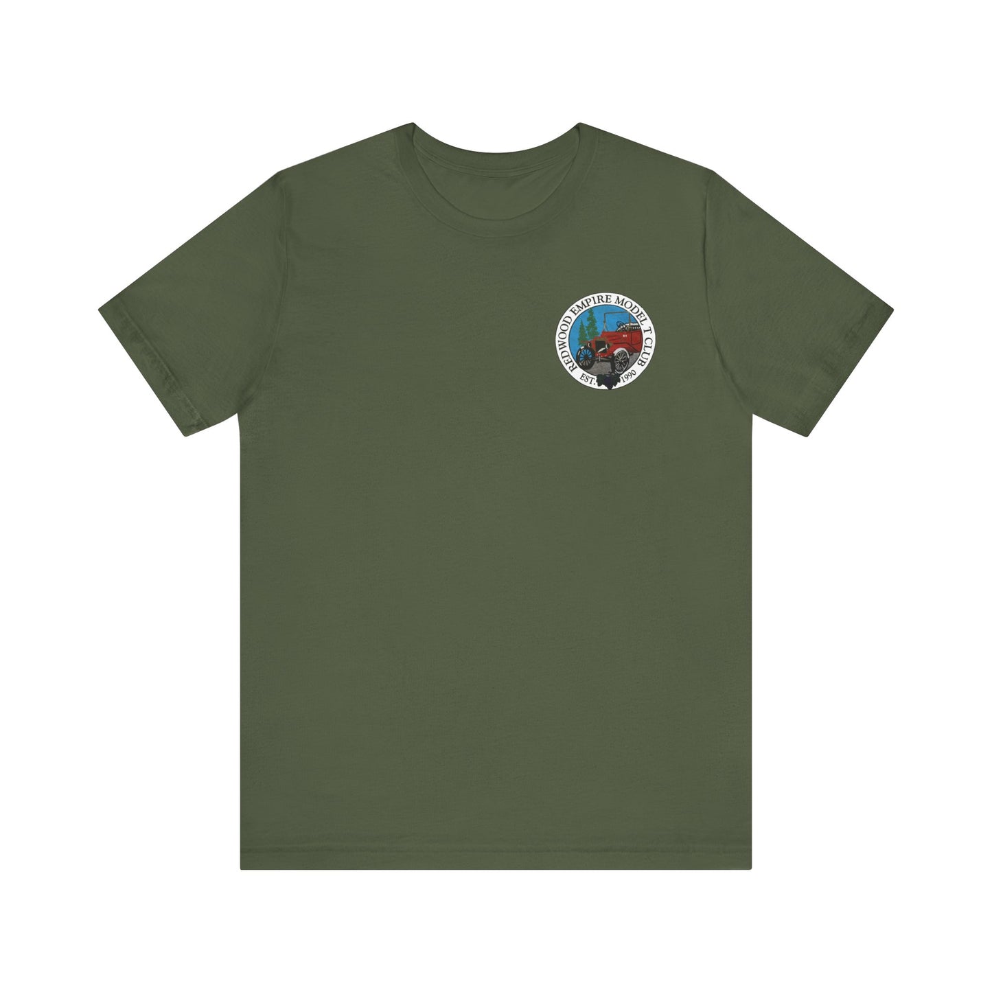Redwood Empire Model T Club (single small front logo) Unisex Short Sleeve Tee - Outdoor Graphic T-Shirt