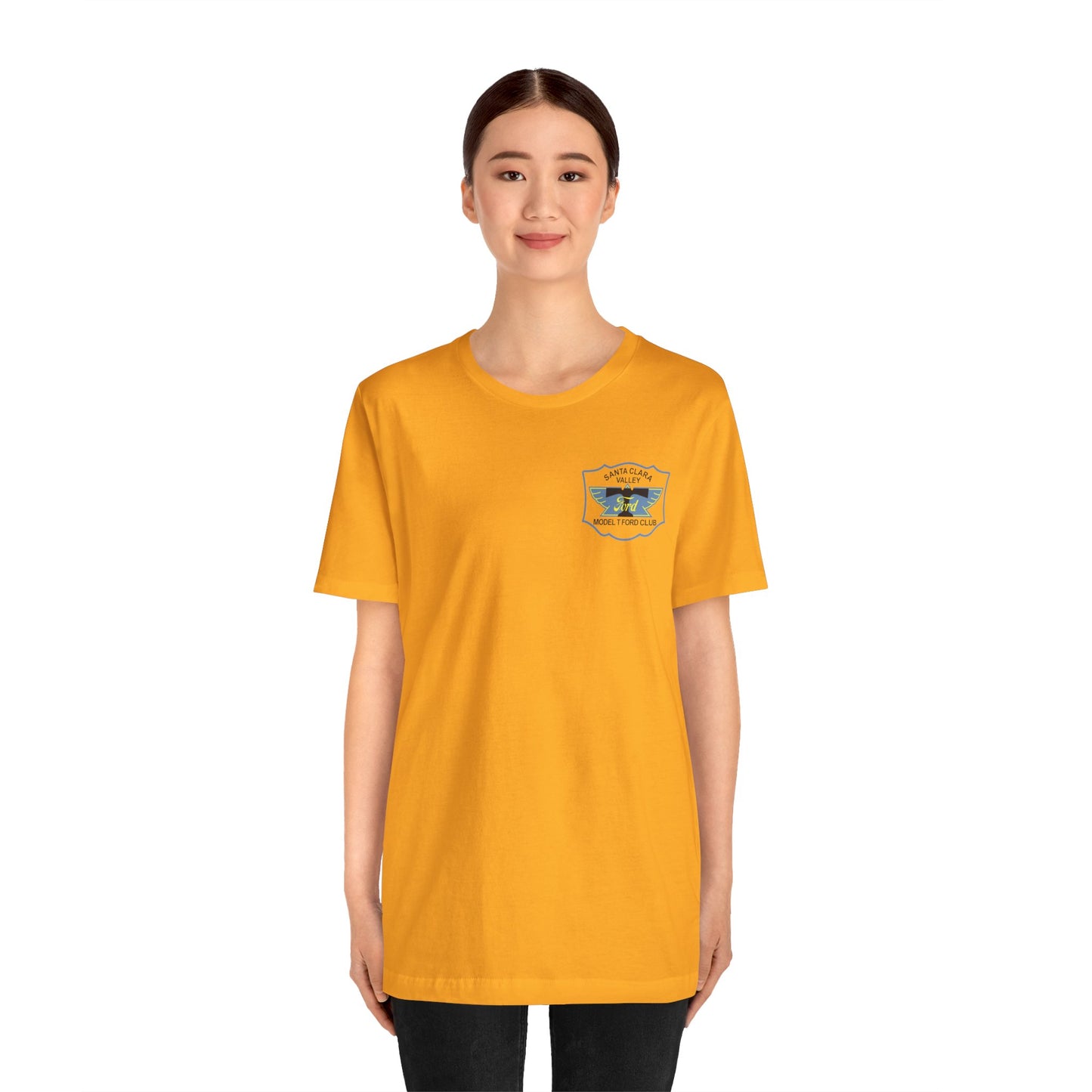 Santa Clara Valley Model T Ford Club (front and back print) Unisex Jersey Short Sleeve Tee