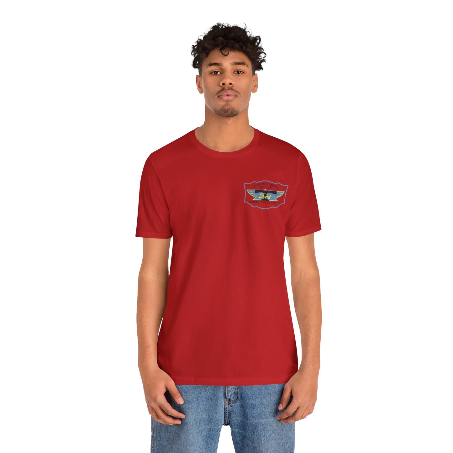 Santa Clara Valley Model T Ford Club (front and back print) Unisex Jersey Short Sleeve Tee