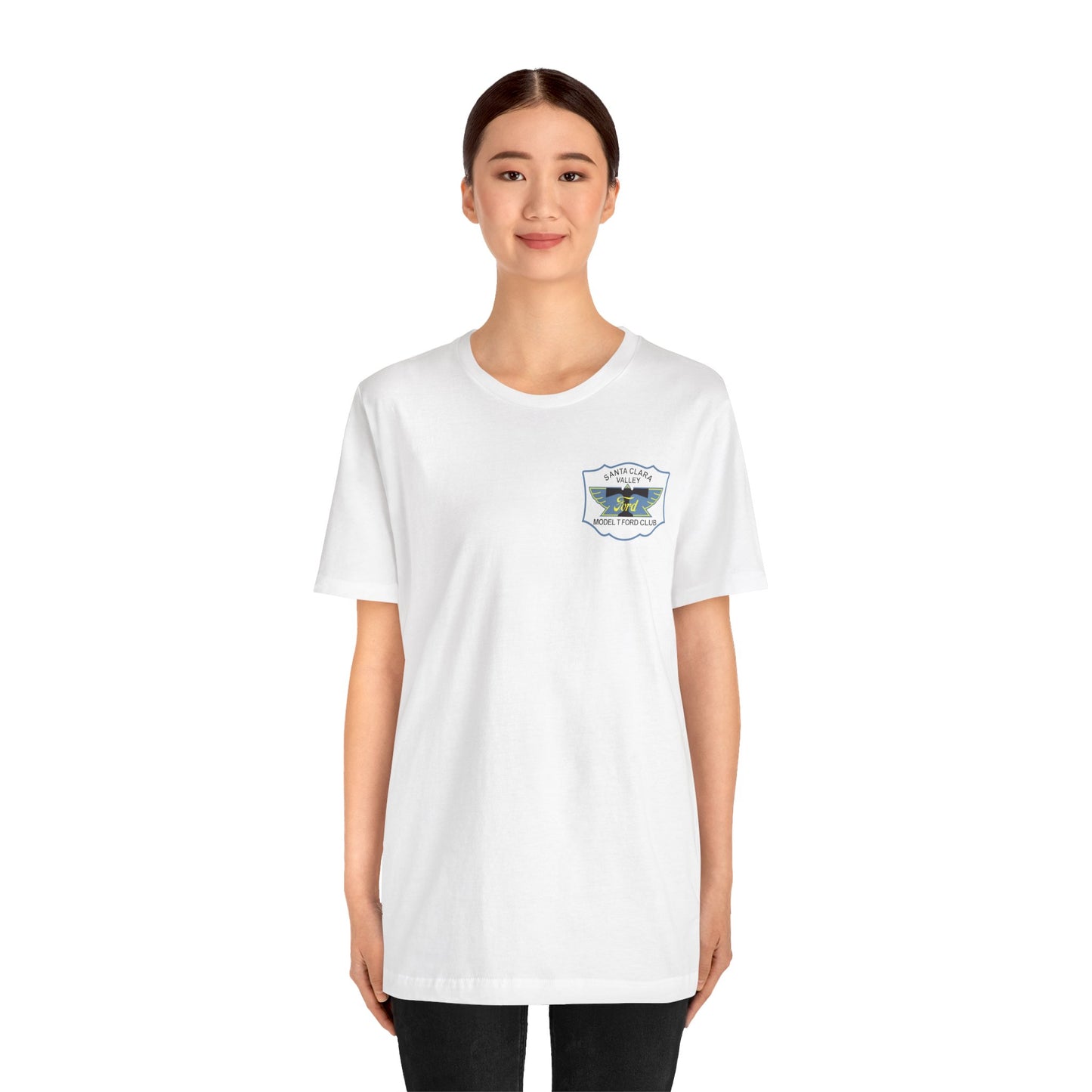 Santa Clara Valley Model T Ford Club (front and back print) Unisex Jersey Short Sleeve Tee
