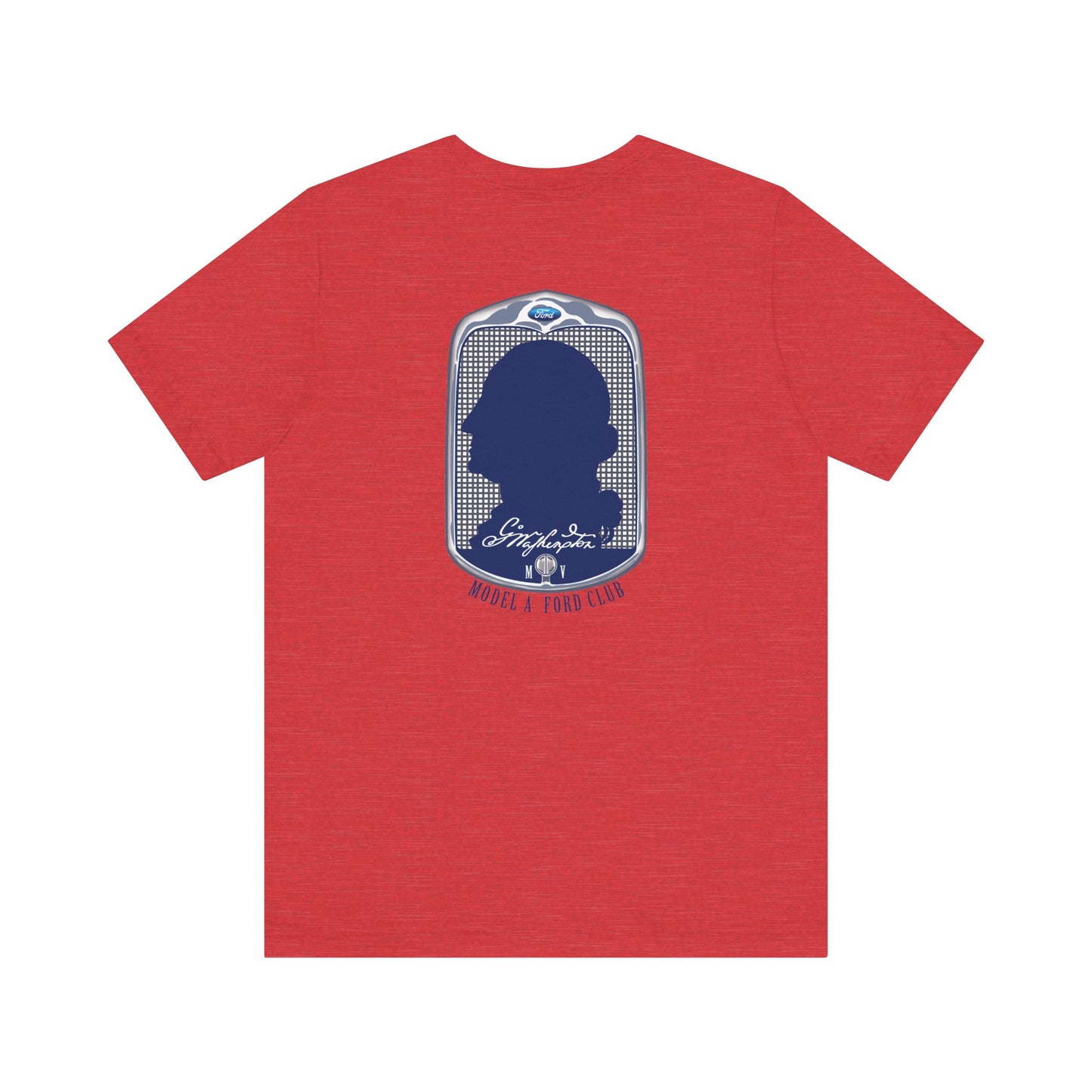 George Washington Model A Ford Club (front and back blue logo) Unisex Jersey Short Sleeve Tee
