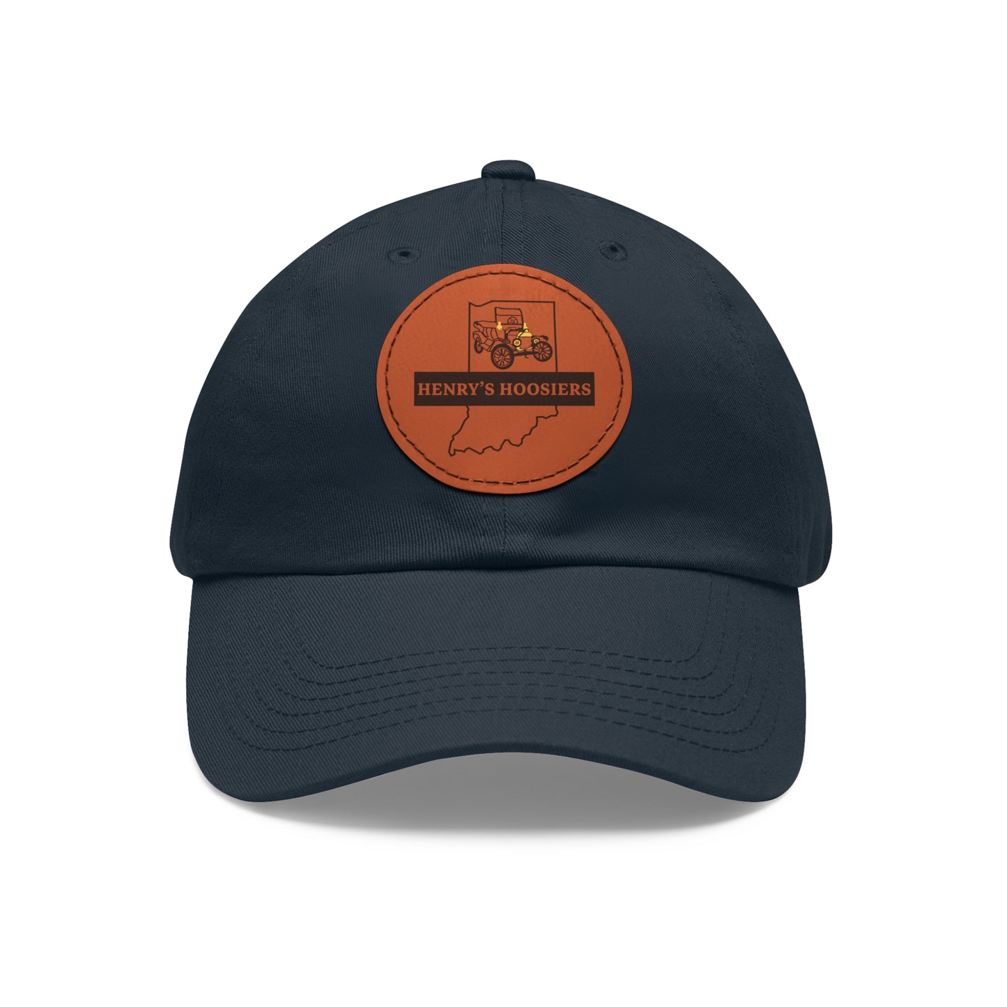 Henry's Hoosiers Dad Hat with Leather Patch (Round)