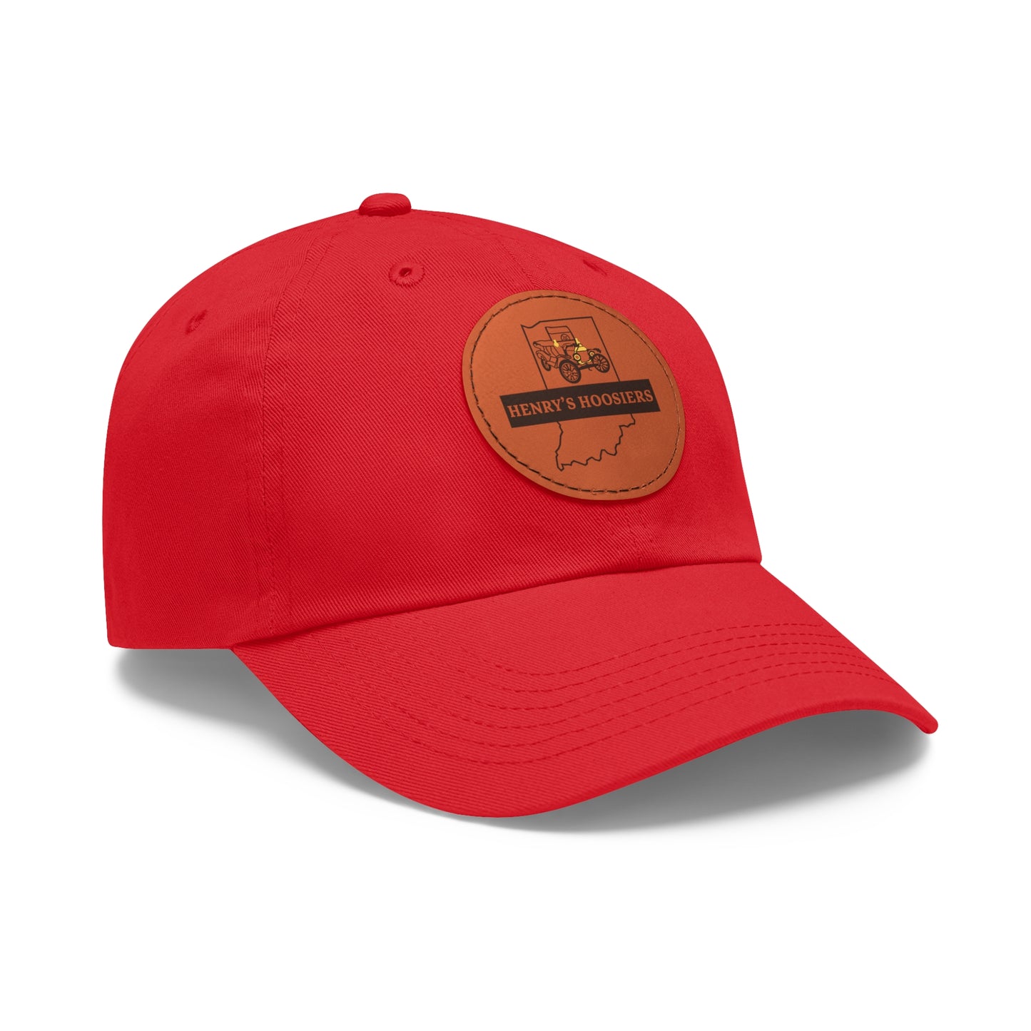 Henry's Hoosiers Dad Hat with Leather Patch (Round)
