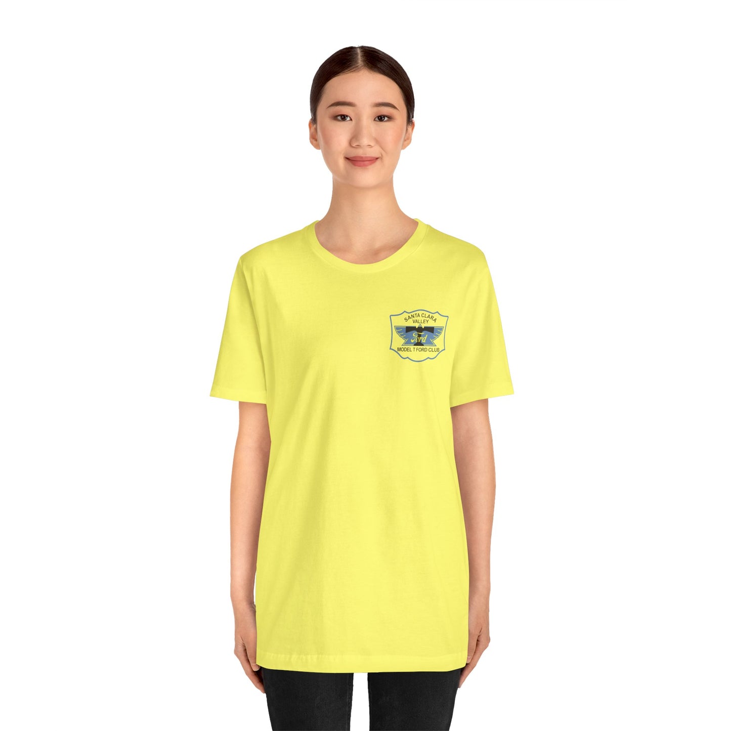 Santa Clara Valley Model T Ford Club (front and back print) Unisex Jersey Short Sleeve Tee