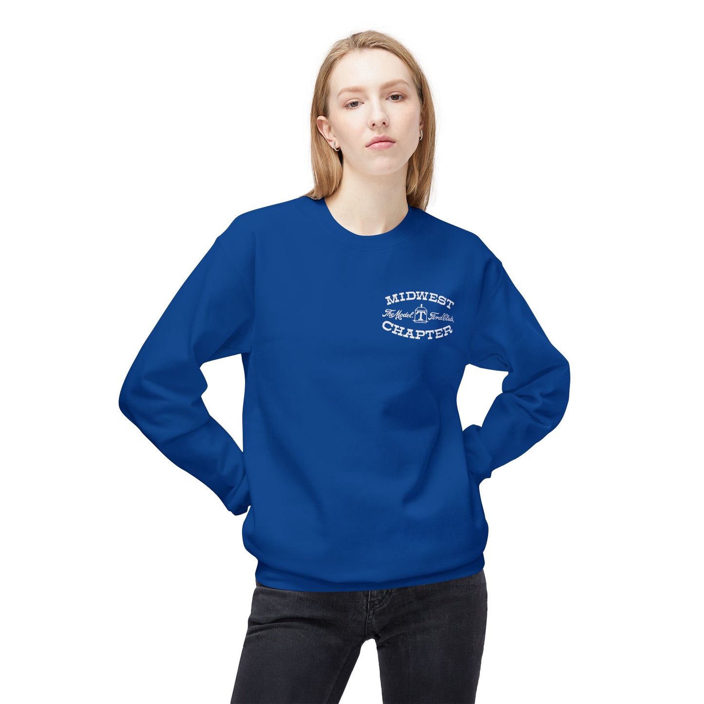Midwest Chapter - The Model T Ford Club (front logo) Unisex Fleece Crewneck Sweatshirt - Cozy & Stylish