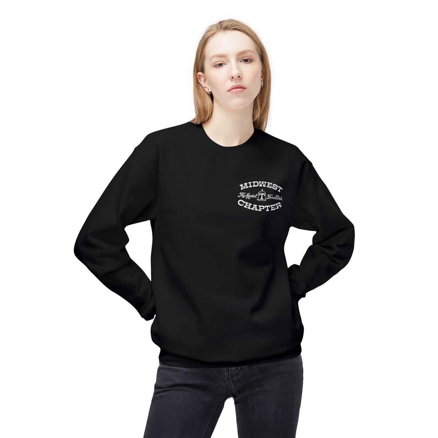 Midwest Chapter - The Model T Ford Club (front logo) Unisex Fleece Crewneck Sweatshirt - Cozy & Stylish