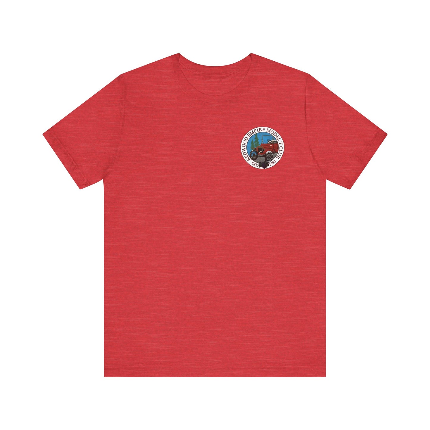 Redwood Empire Model T Club (single small front logo) Unisex Short Sleeve Tee - Outdoor Graphic T-Shirt
