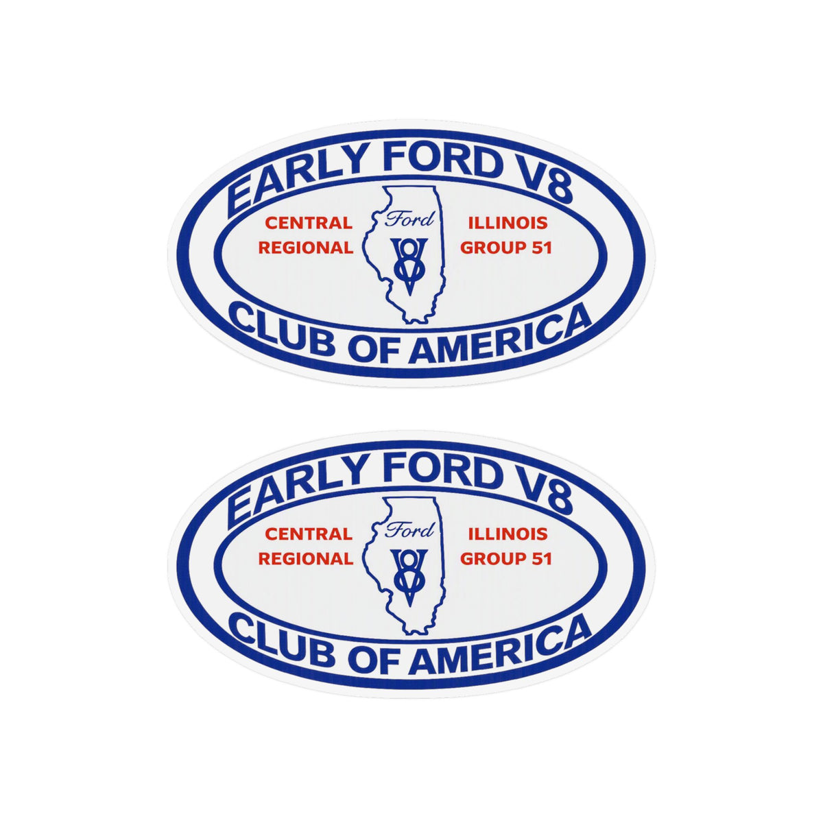 Central Illinois Early Ford V8 Large Oval Magnet — Two Large Car or Trailer Magnets