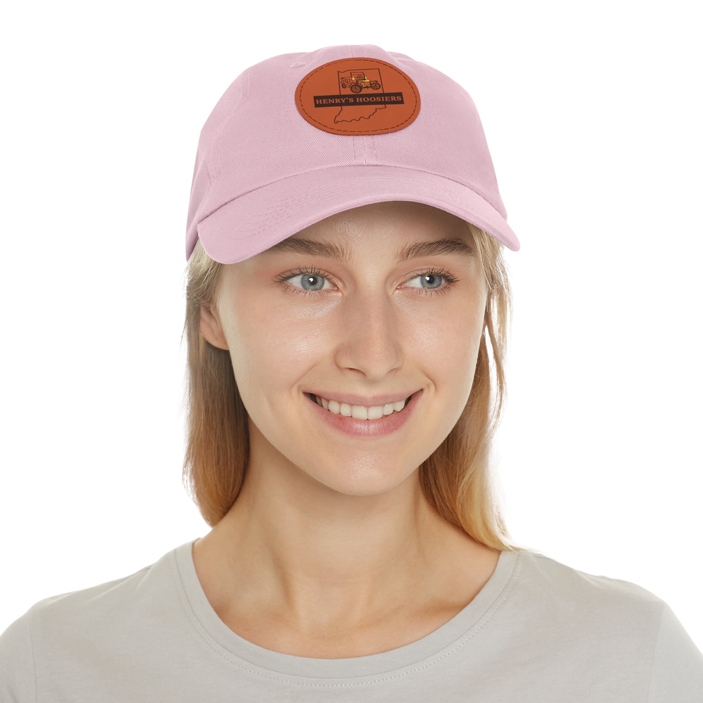 Henry's Hoosiers Dad Hat with Leather Patch (Round)
