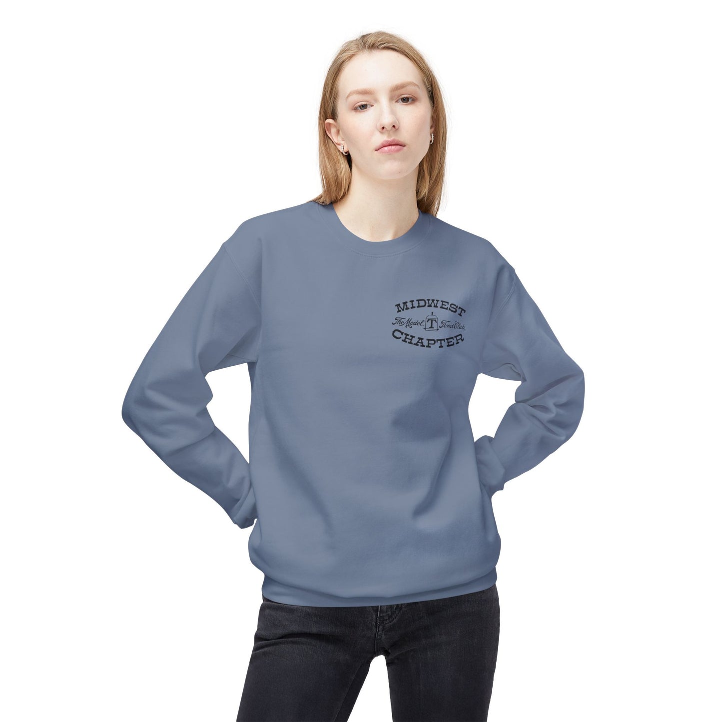 Midwest Chapter - The Model T Ford Club (front logo) Unisex Fleece Crewneck Sweatshirt - Cozy & Stylish
