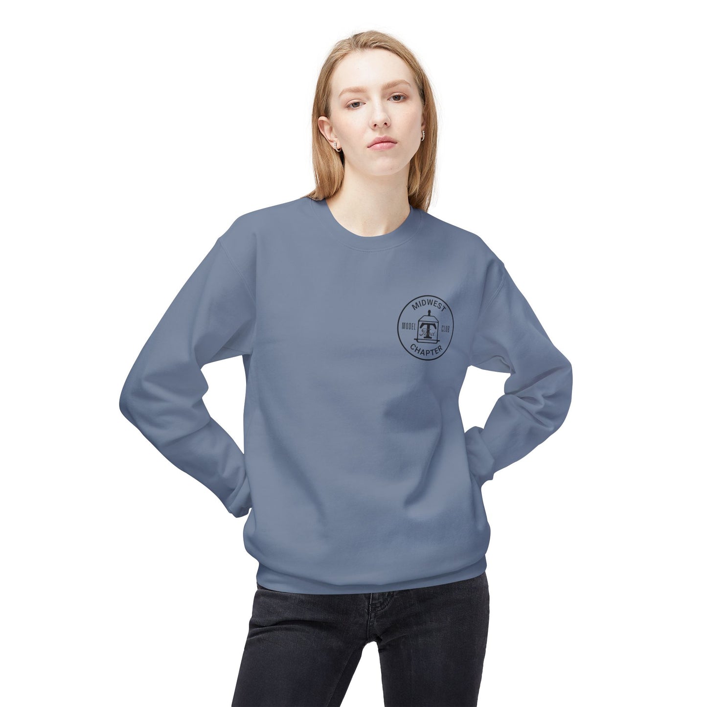Midwest Chapter - The Model T Ford Club (front logo) Unisex Softstyle Crewneck Sweatshirt