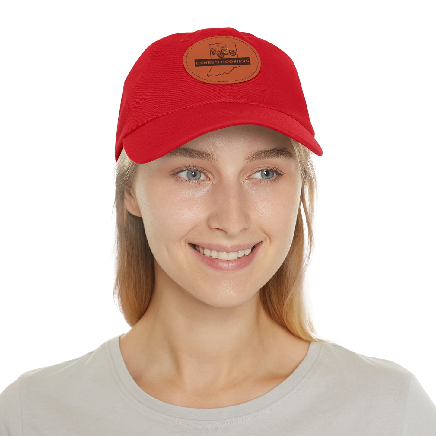 Henry's Hoosiers Dad Hat with Leather Patch (Round)