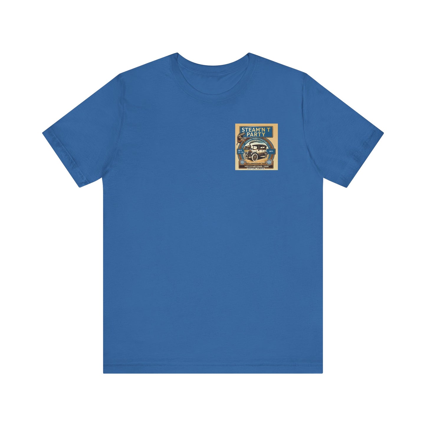 Foothills Model T Ford Club STEAM'N T PARTY (front and back logos) Unisex Short Sleeve Shirt