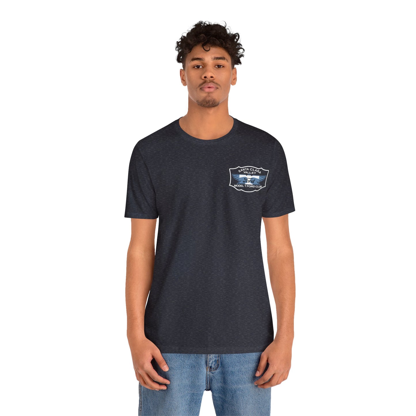 Santa Clara Valley Model T Ford Club (front and back print) Unisex Jersey Short Sleeve Tee