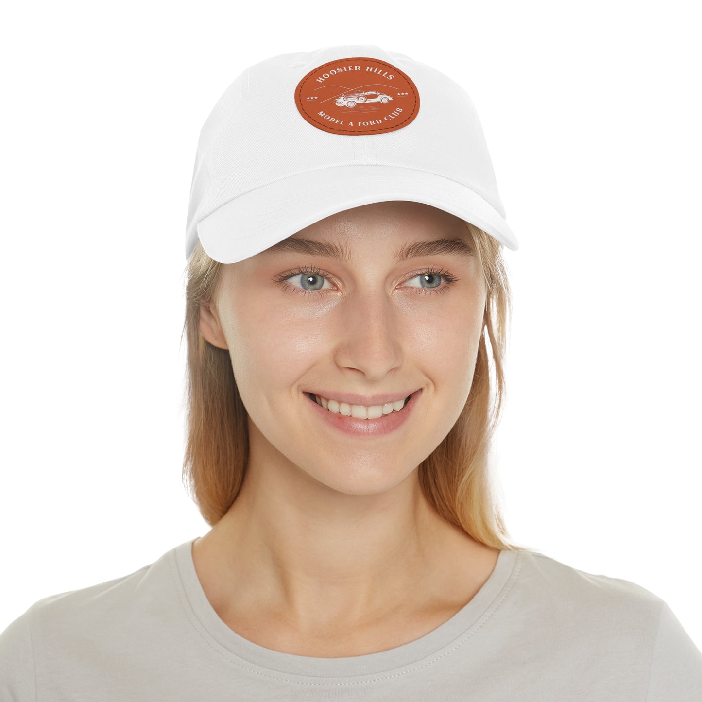 Hoosier Hill Model A Ford Club Dad Hat with Leather Patch (Round)
