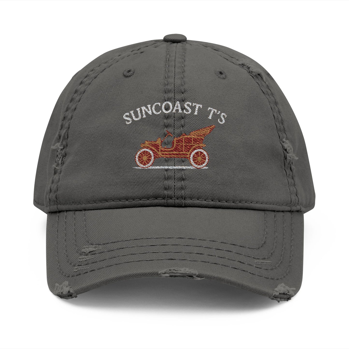Suncoast T's - Distressed Dad Hat with Embroidered Classic Car, Vintage Cap for Men & Women