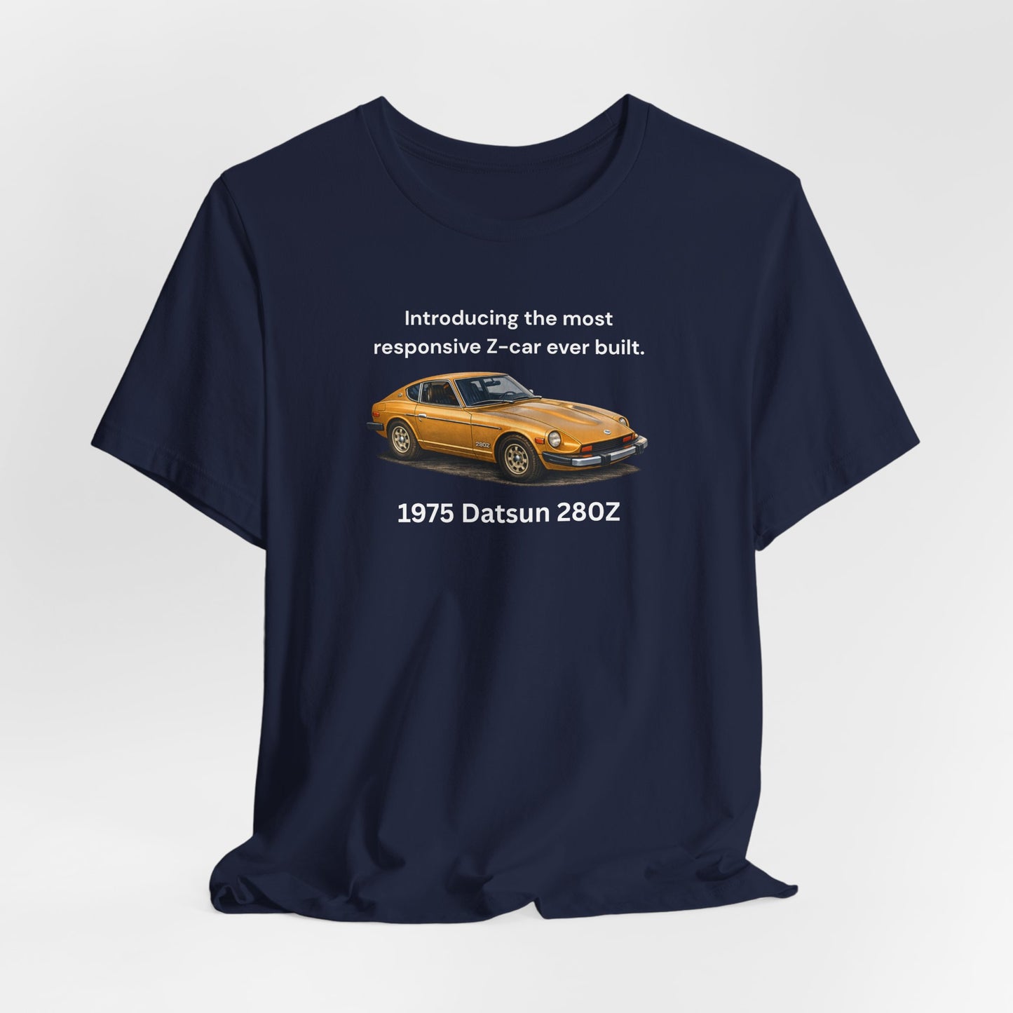 1975 Datsun 280Z Tee — "Most Responsive Z-Car Ever Built" Classic Car T‑Shirt White Lettering