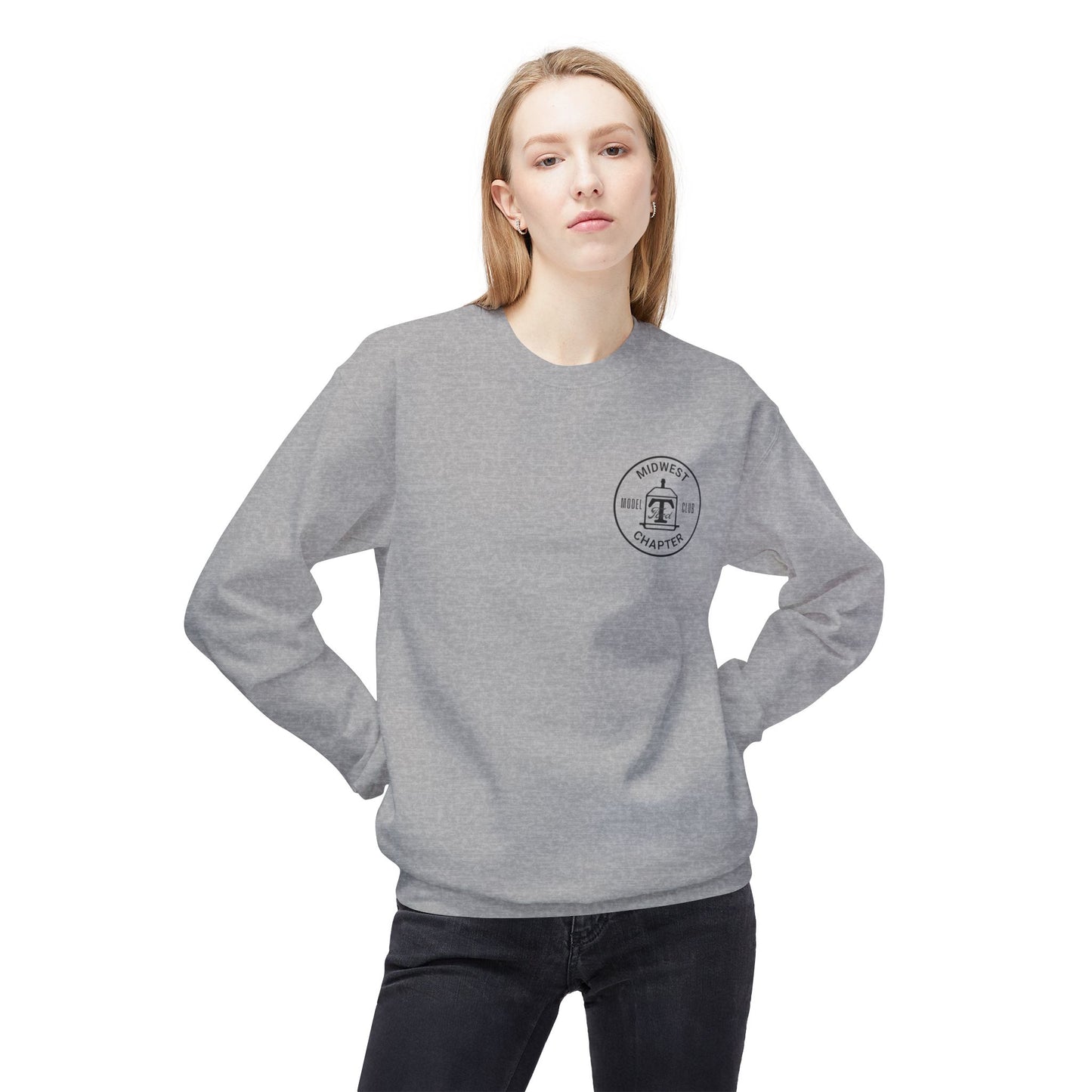 Midwest Chapter - The Model T Ford Club (front logo) Unisex Softstyle Crewneck Sweatshirt