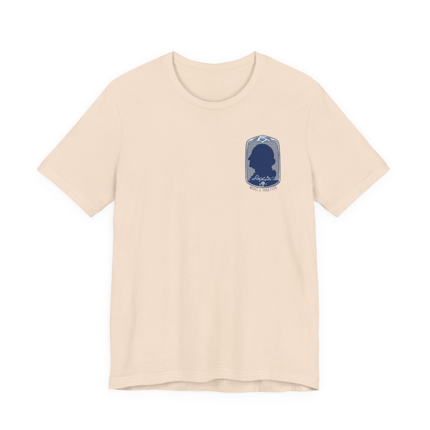 George Washington Model A Ford Club (front and back blue logo) Unisex Jersey Short Sleeve Tee