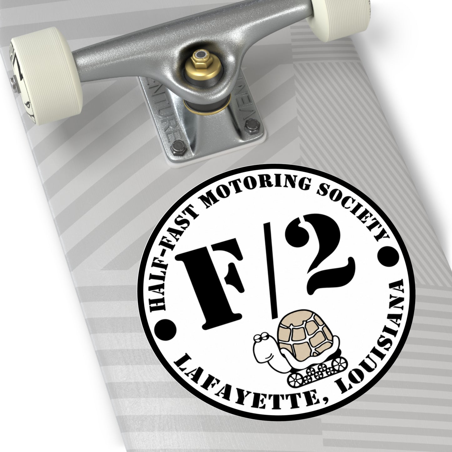 Half-Fast Motoring Society Round Sticker — Lafayette Louisiana