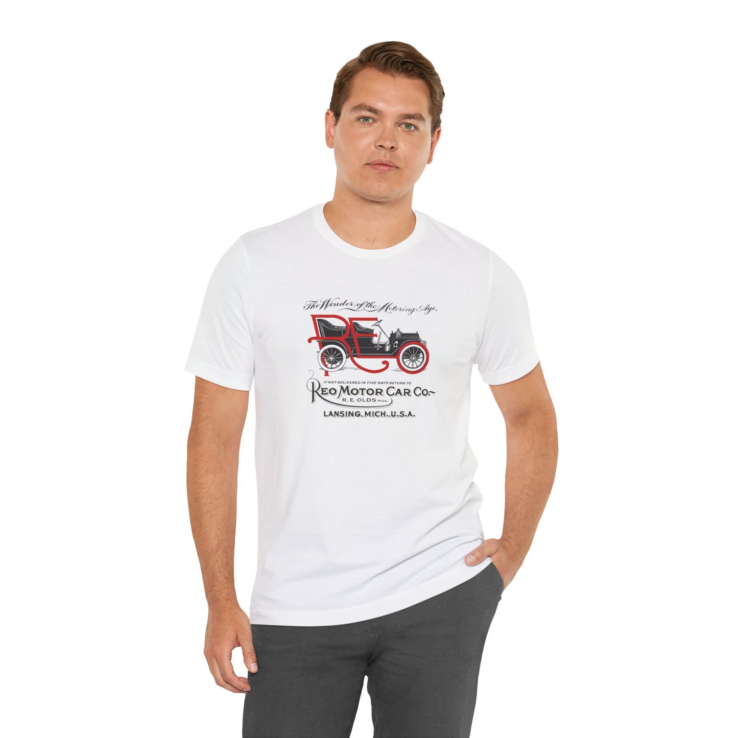 REO Motor Car Co. Tee — "The Wonder of the Motoring Age!"