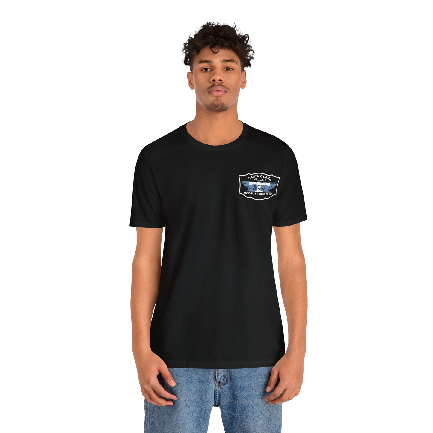 Santa Clara Valley Model T Ford Club (front and back print) Unisex Jersey Short Sleeve Tee