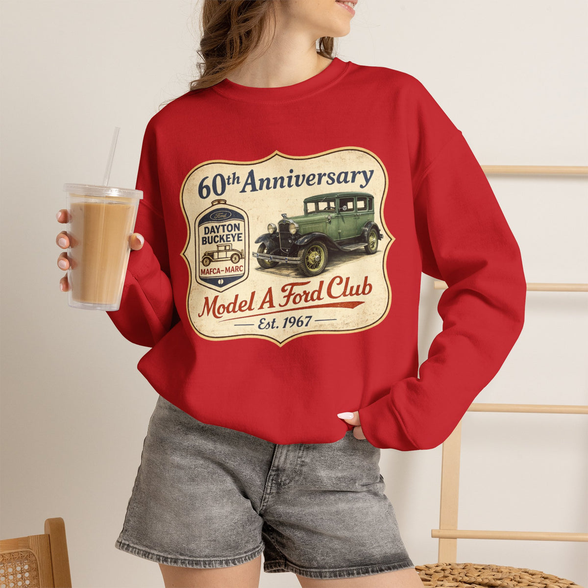 Dayton Buckeye Model A Ford Club 60th Anniversary Unisex Heavy Blend™ Crewneck Sweatshirt Gildan (SSG)