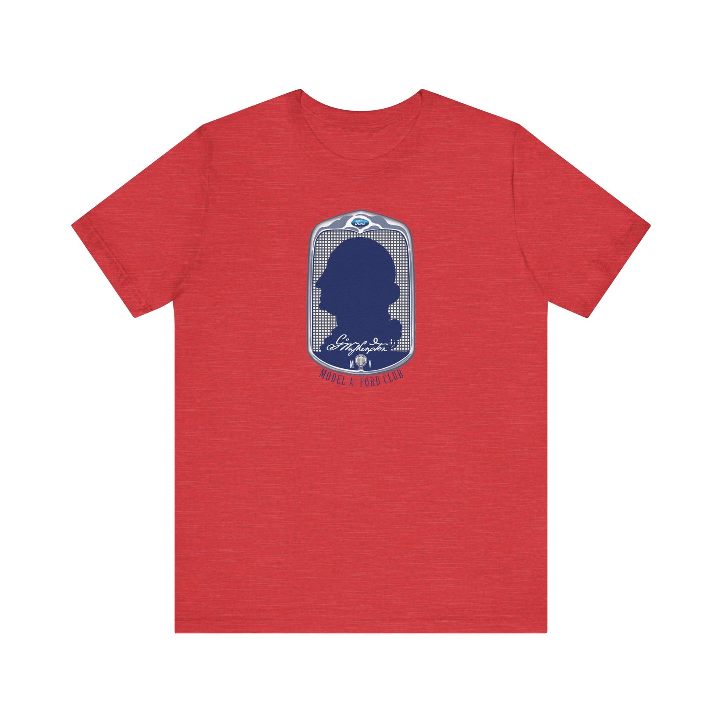 George Washington Model A Ford Club (front blue logo) Unisex Jersey Short Sleeve Tee