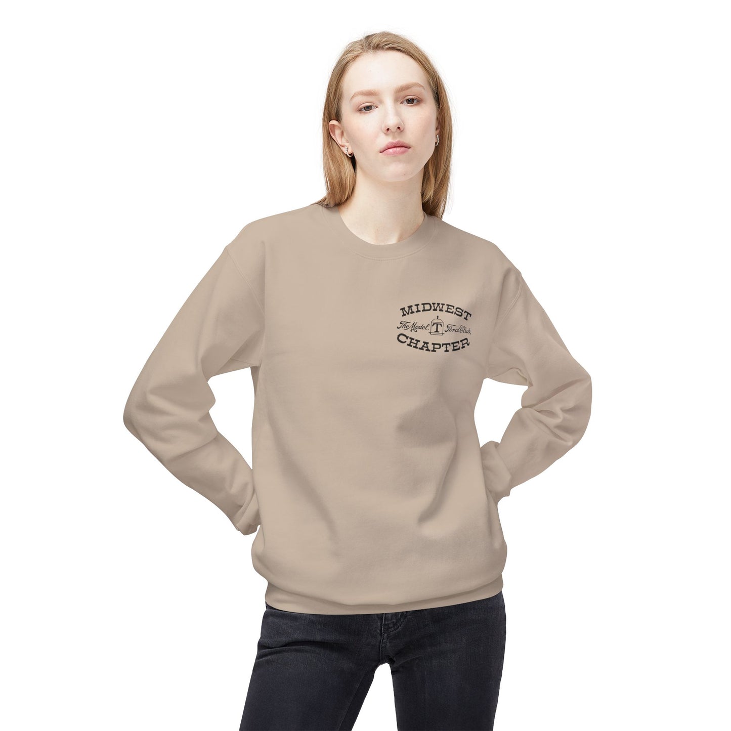 Midwest Chapter - The Model T Ford Club (front logo) Unisex Fleece Crewneck Sweatshirt - Cozy & Stylish