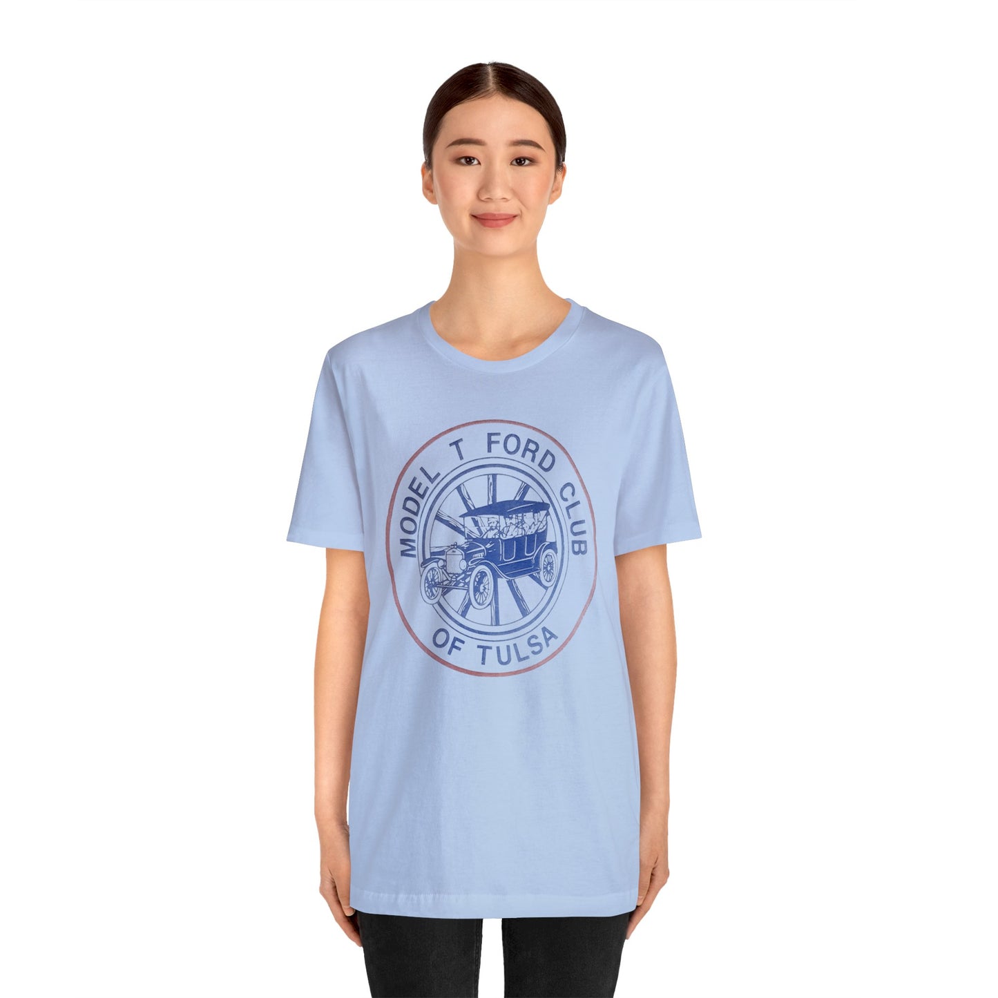 Model T Ford Club of Tulsa (Distressed effect for vintage look.) Unisex Jersey Short Sleeve Tee