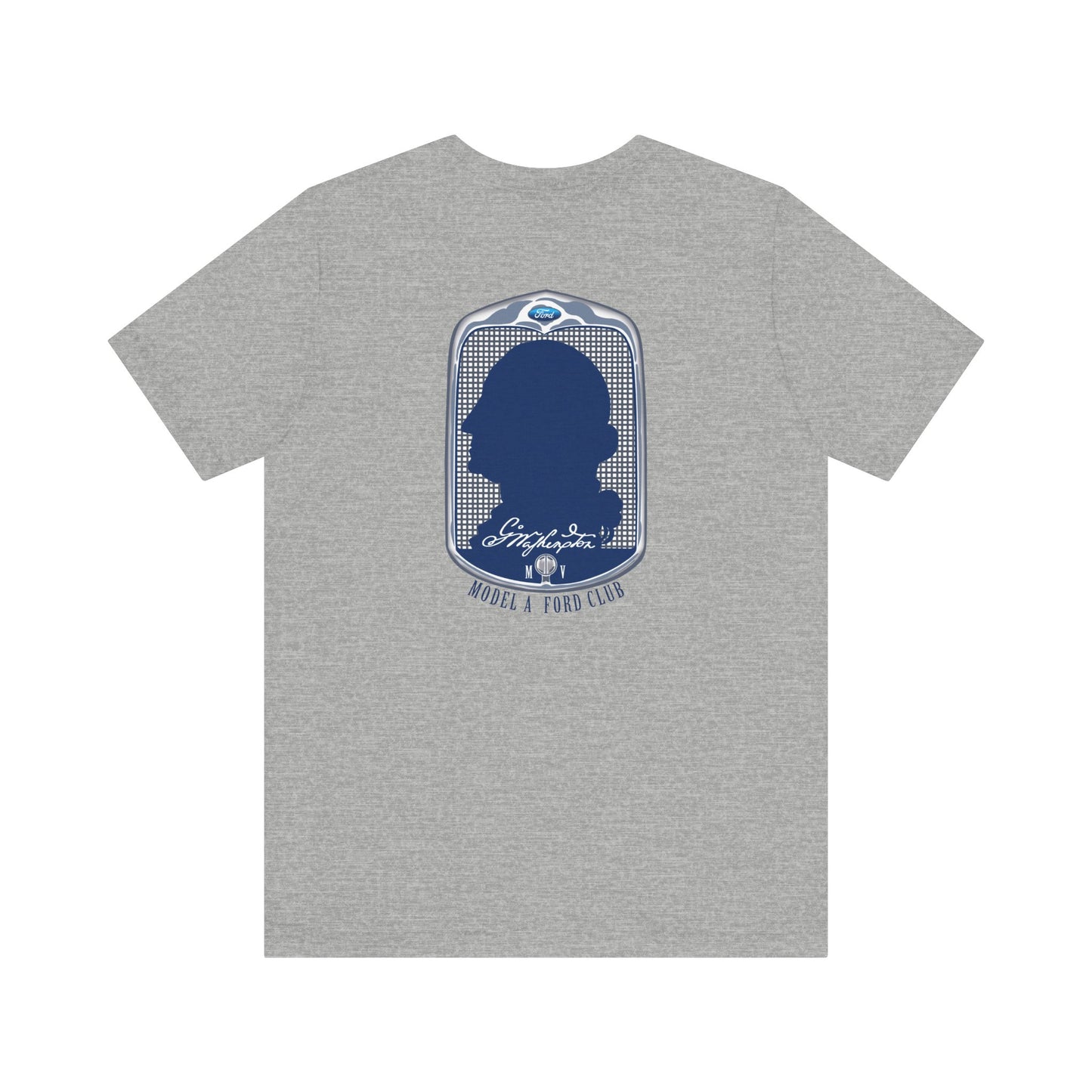 George Washington Model A Ford Club (front and back blue logo) Unisex Jersey Short Sleeve Tee