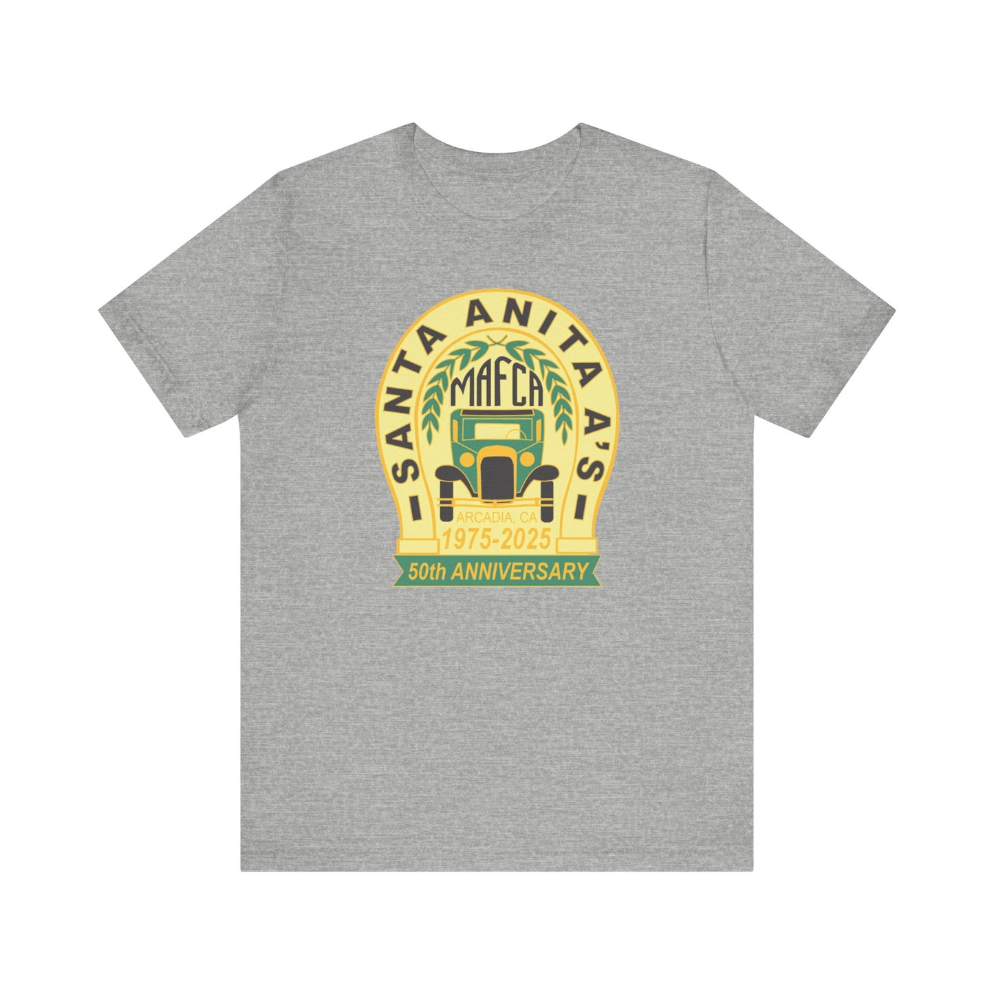 Santa Anita A's MAFCA 50th Anniversary (front logo) Unisex Jersey Tee
