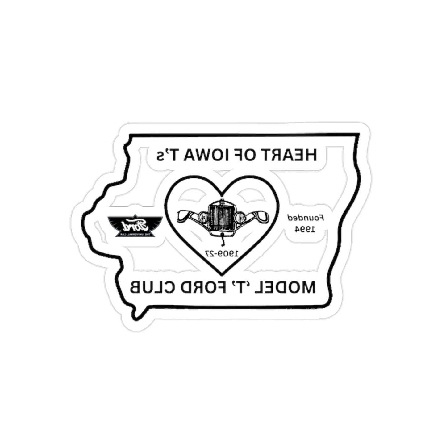Heart of Iowa T's (for inside of windshield) Transparent Outdoor Stickers, Die-Cut, 1pc