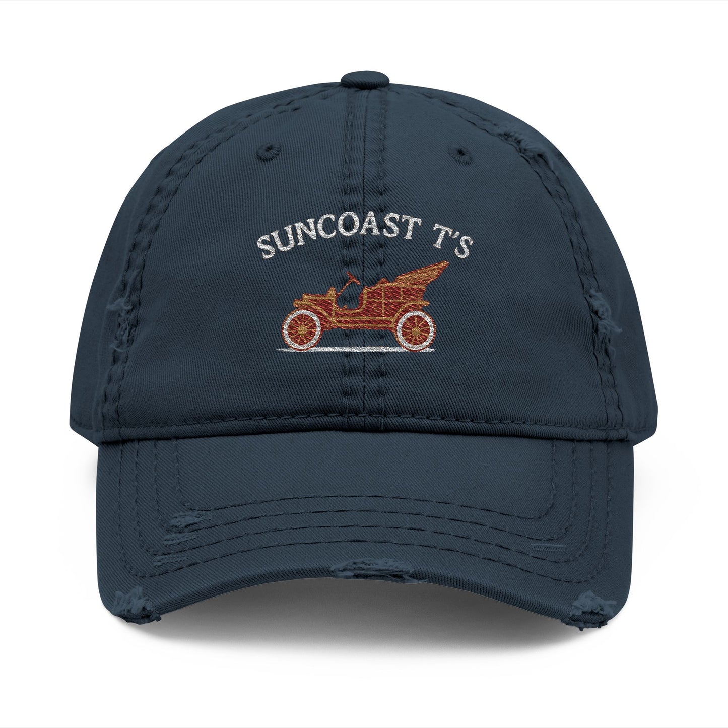 Suncoast T's - Distressed Dad Hat with Embroidered Classic Car, Vintage Cap for Men & Women