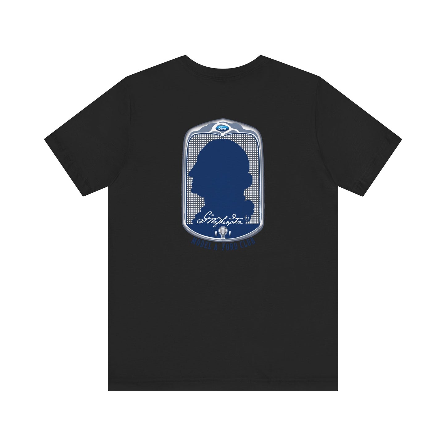 George Washington Model A Ford Club (front and back blue logo) Unisex Jersey Short Sleeve Tee