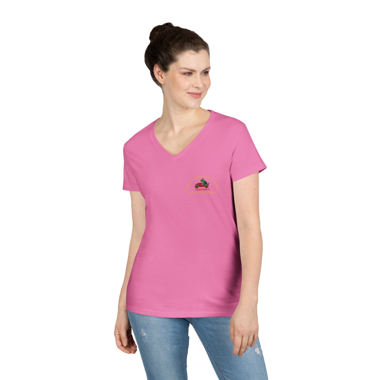 Ladies' V-Neck T-Shirt — Snapper's Club Logo Tee