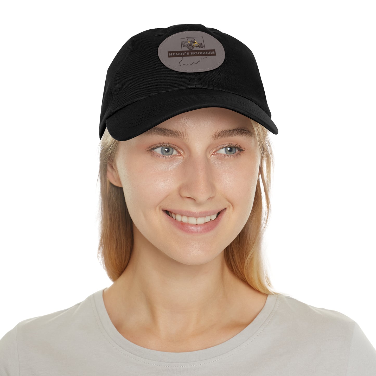 Henry's Hoosiers Dad Hat with Leather Patch (Round)