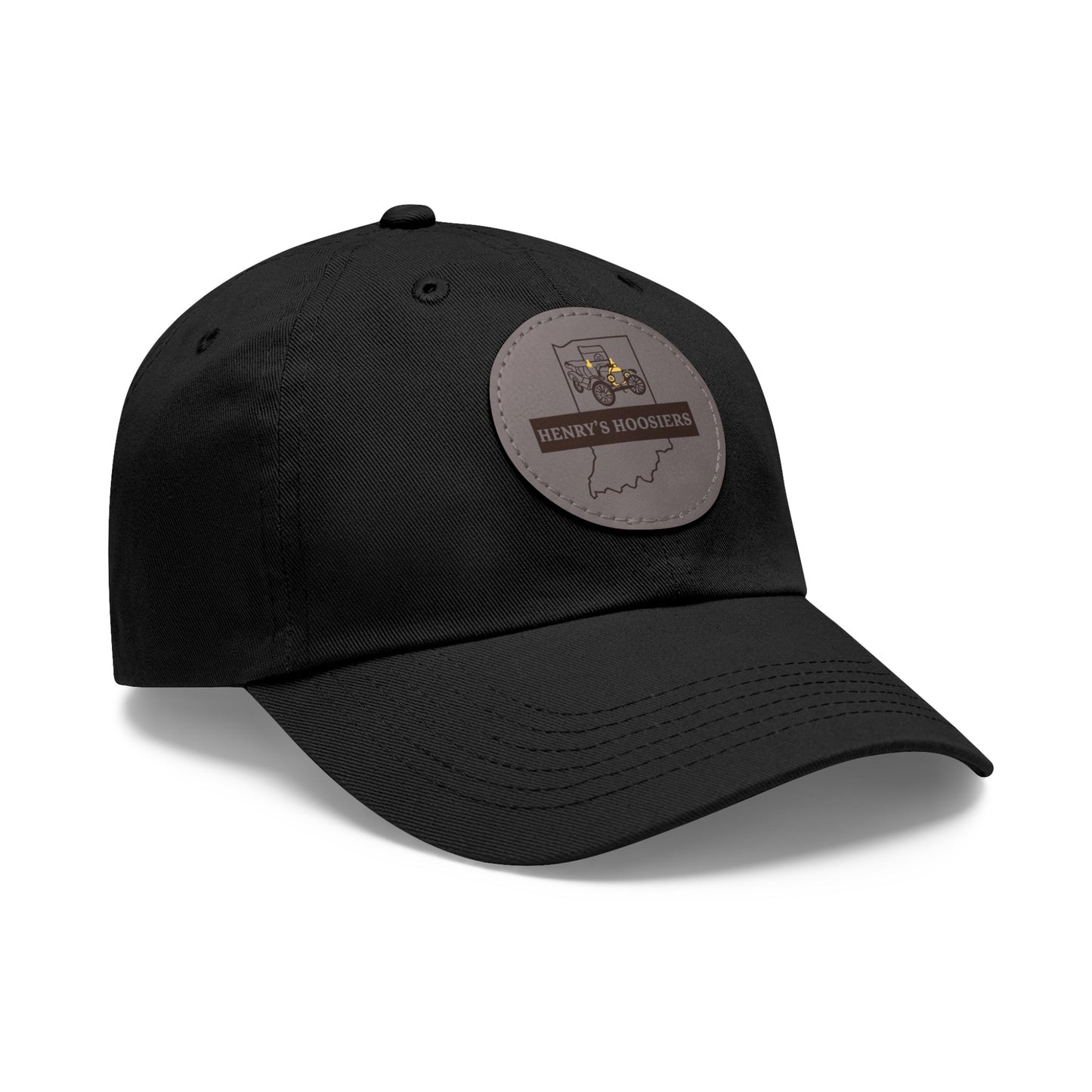 Henry's Hoosiers Dad Hat with Leather Patch (Round)