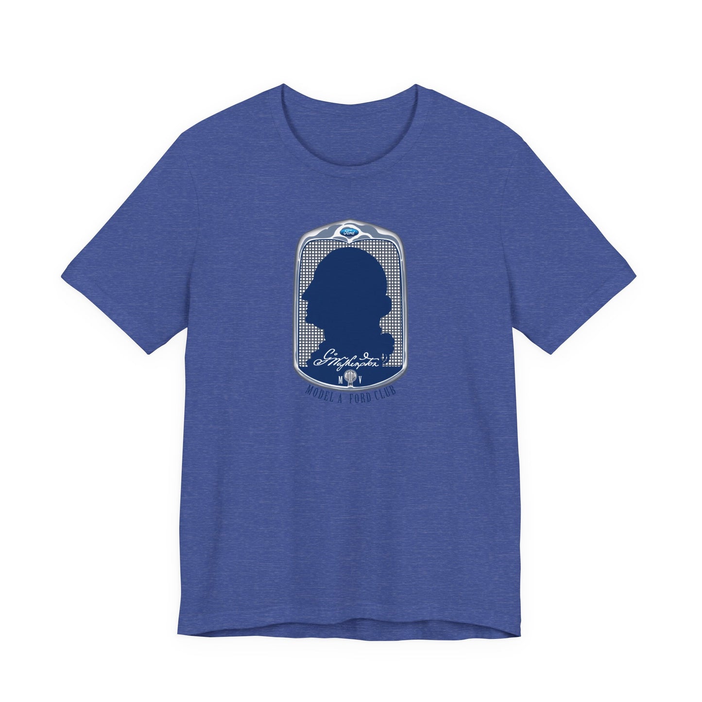 George Washington Model A Ford Club (front blue logo) Unisex Jersey Short Sleeve Tee