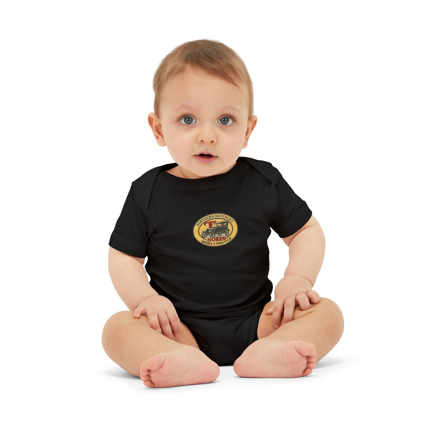 Infant Onesie with NoKen Model T Club logo - Baby Adventure Bodysuit