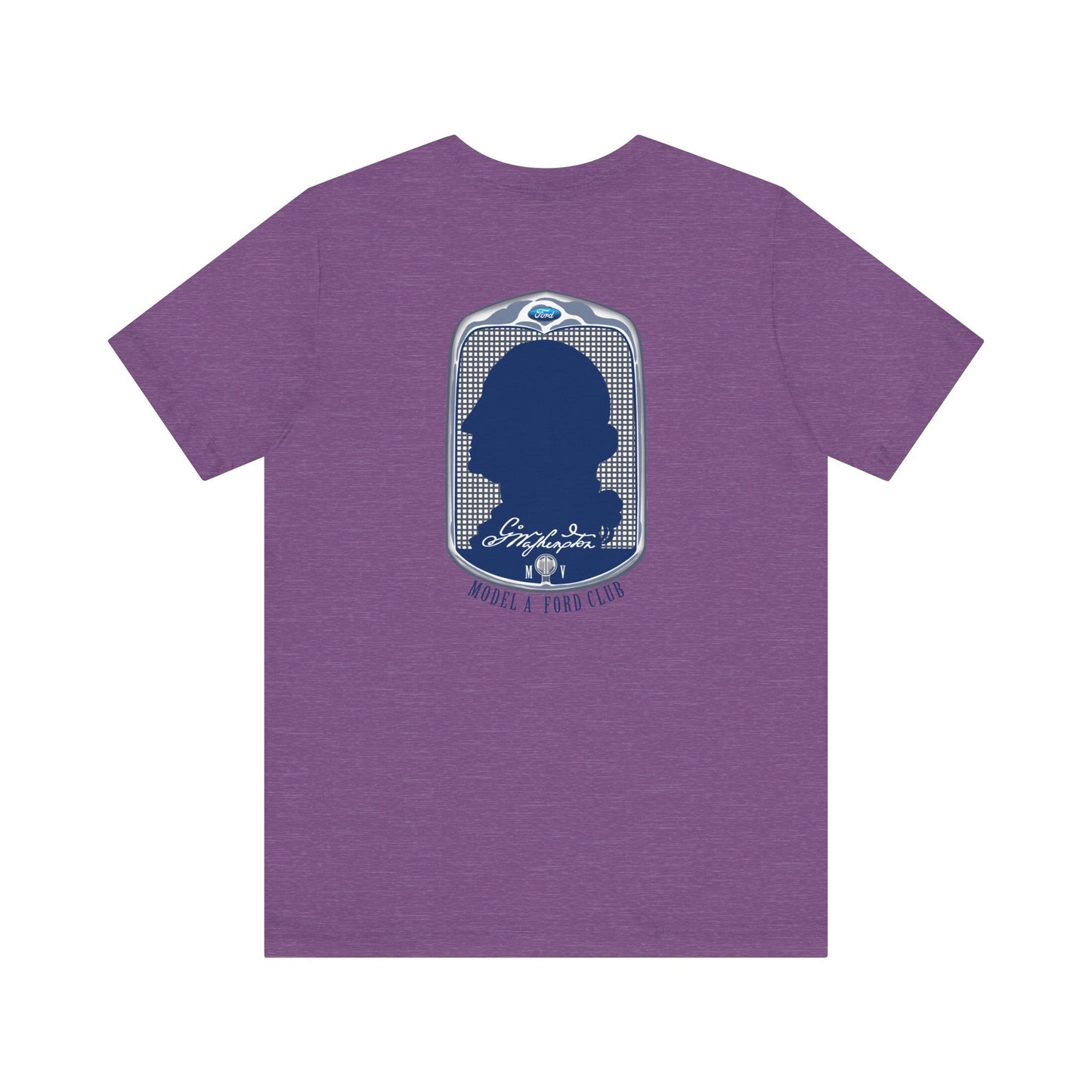 George Washington Model A Ford Club (front and back blue logo) Unisex Jersey Short Sleeve Tee