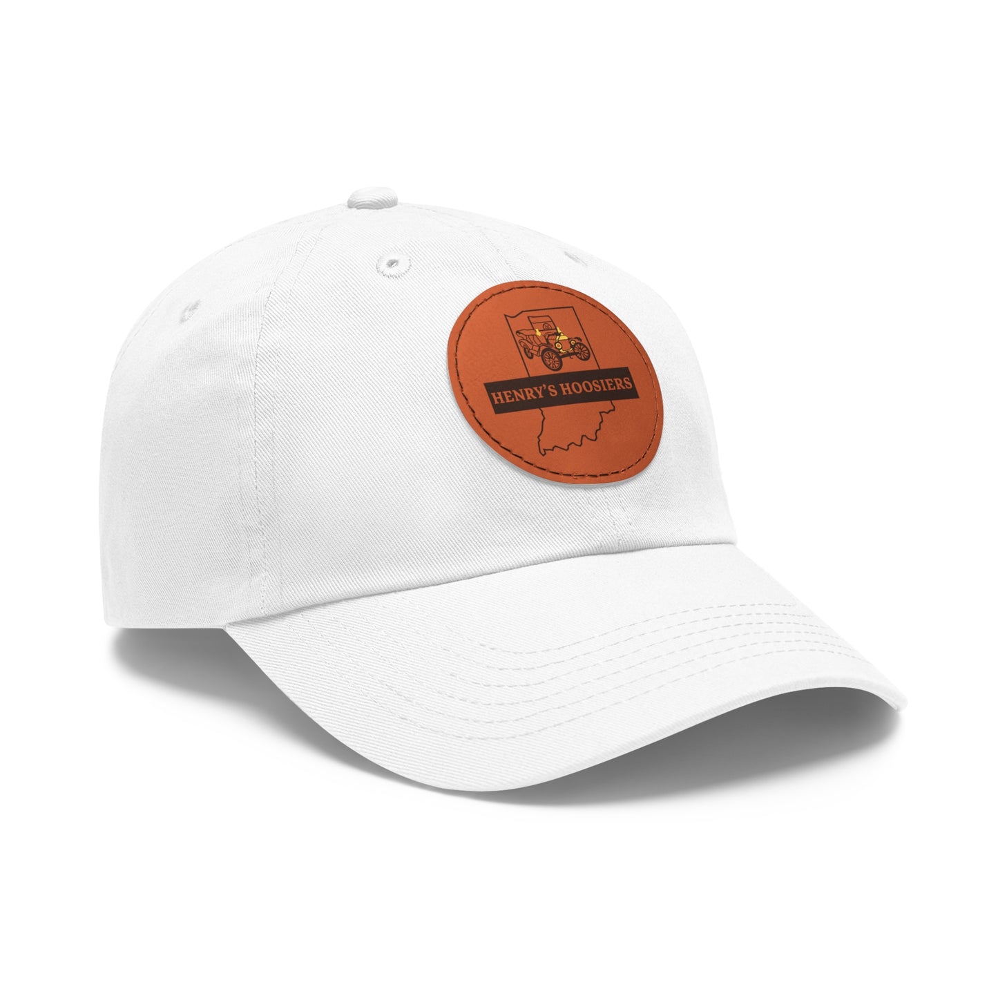 Henry's Hoosiers Dad Hat with Leather Patch (Round)