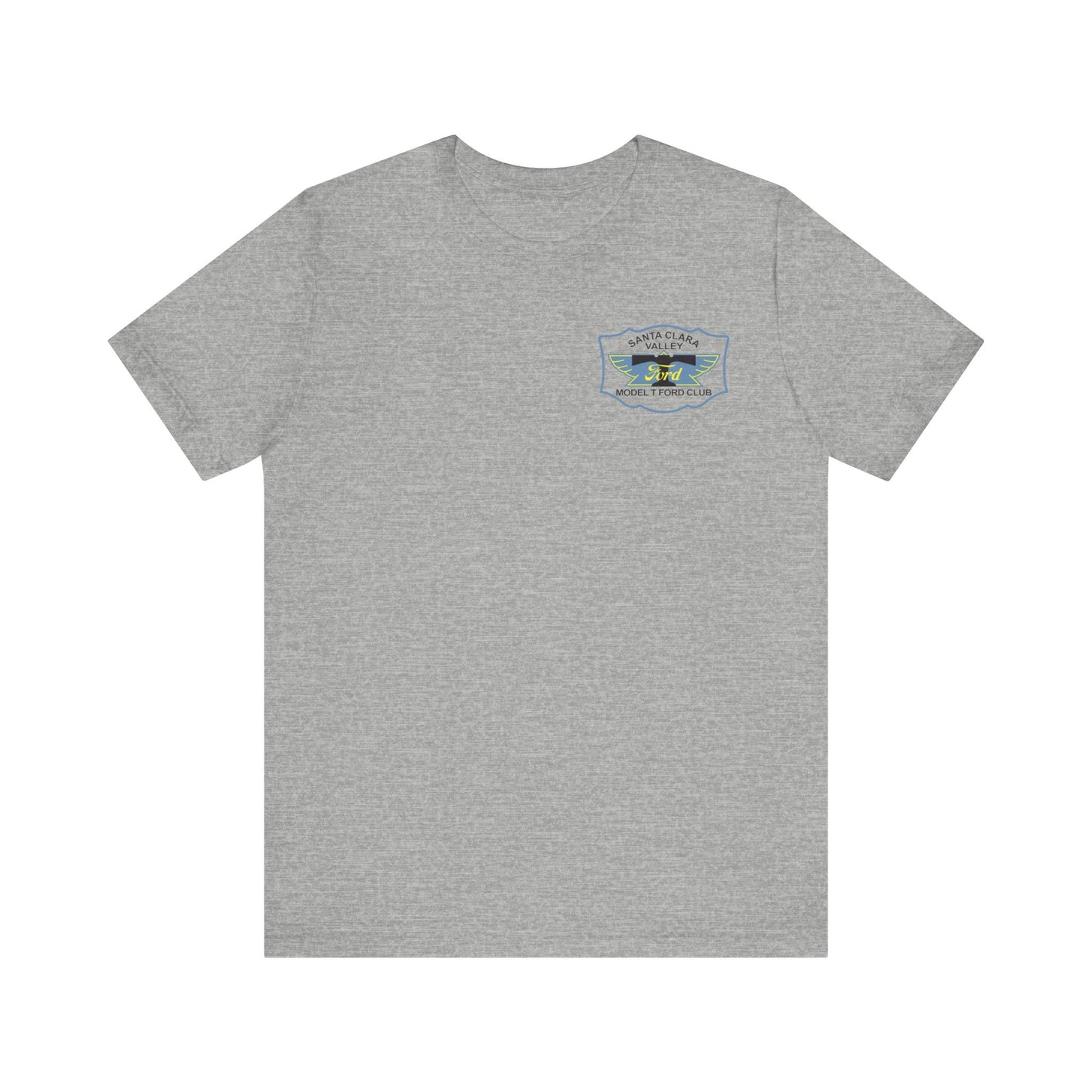 Santa Clara Valley Model T Ford Club (front and back print) Unisex Jersey Short Sleeve Tee