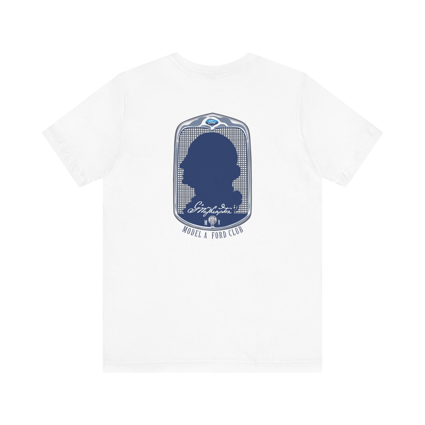 George Washington Model A Ford Club (front and back blue logo) Unisex Jersey Short Sleeve Tee