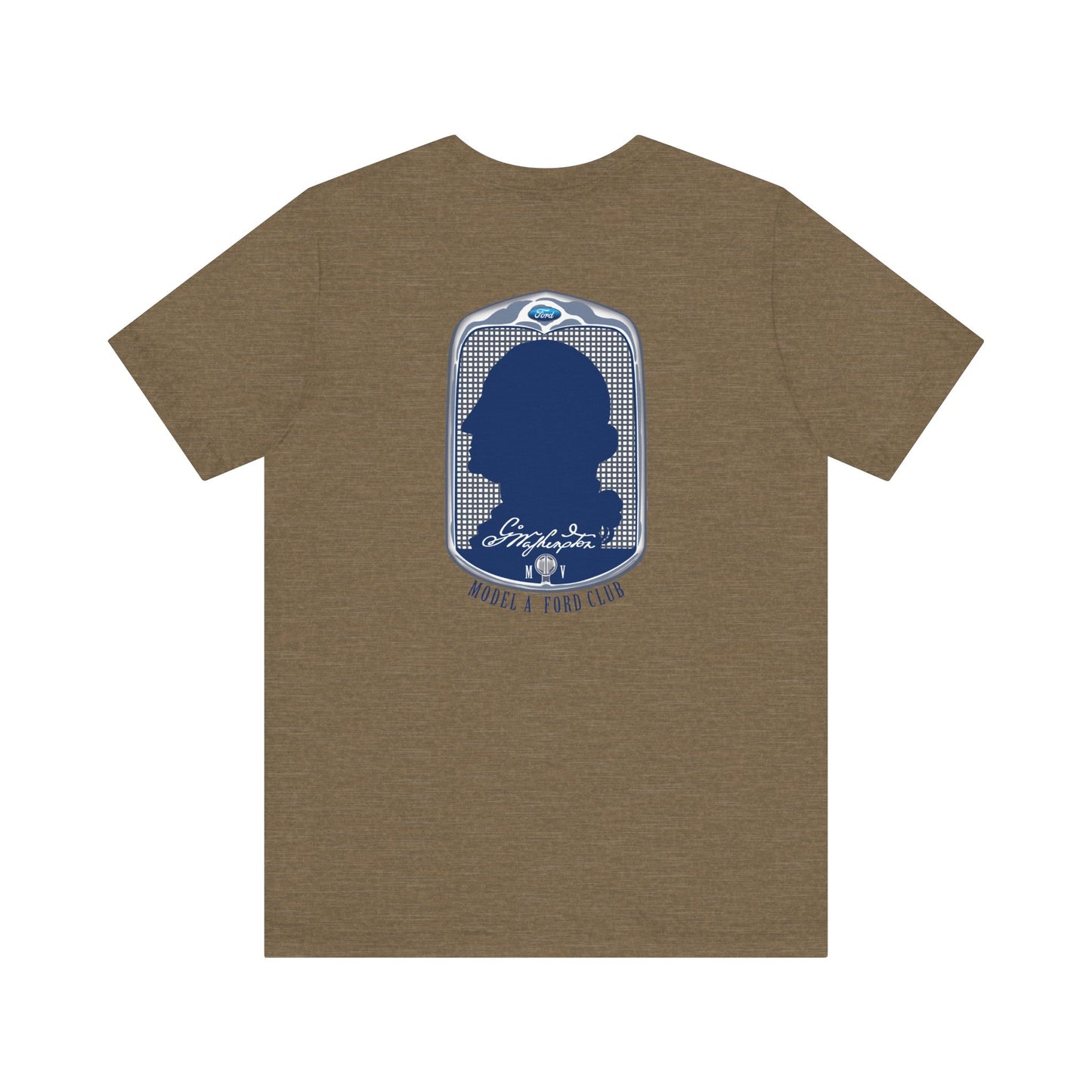 George Washington Model A Ford Club (front and back blue logo) Unisex Jersey Short Sleeve Tee