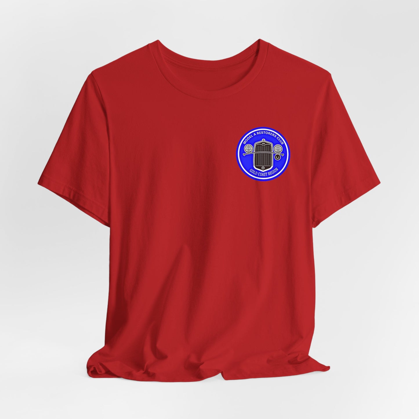 Gold Coast Region Model A Restorers Club T‑Shirt (small logo on front & large logo on back)